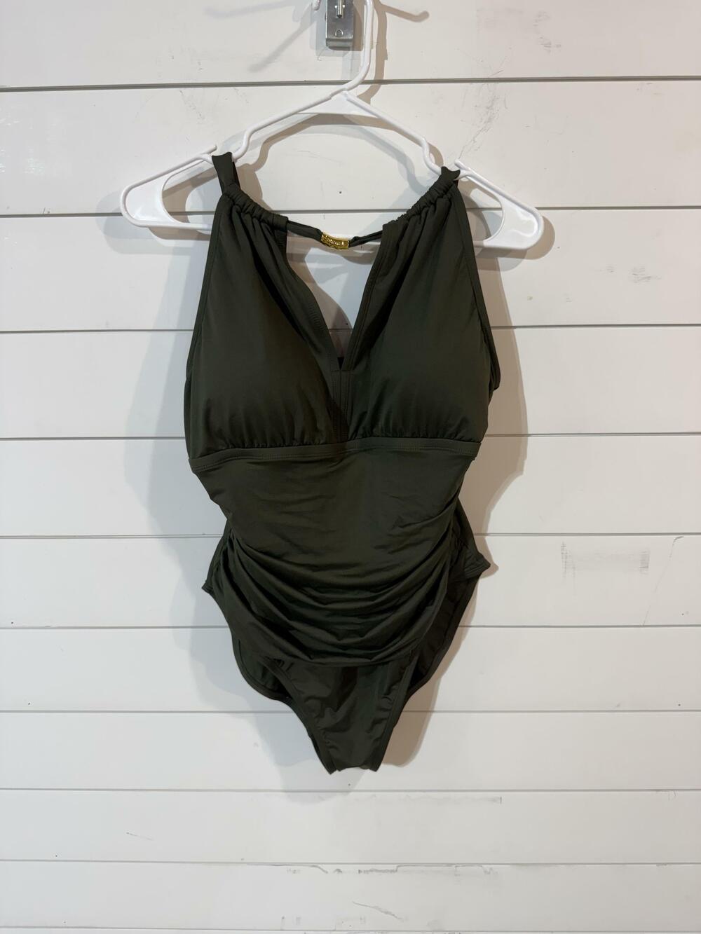 Ralph Lauren Women's High Neck Green One-Piece Swimsuit 16W